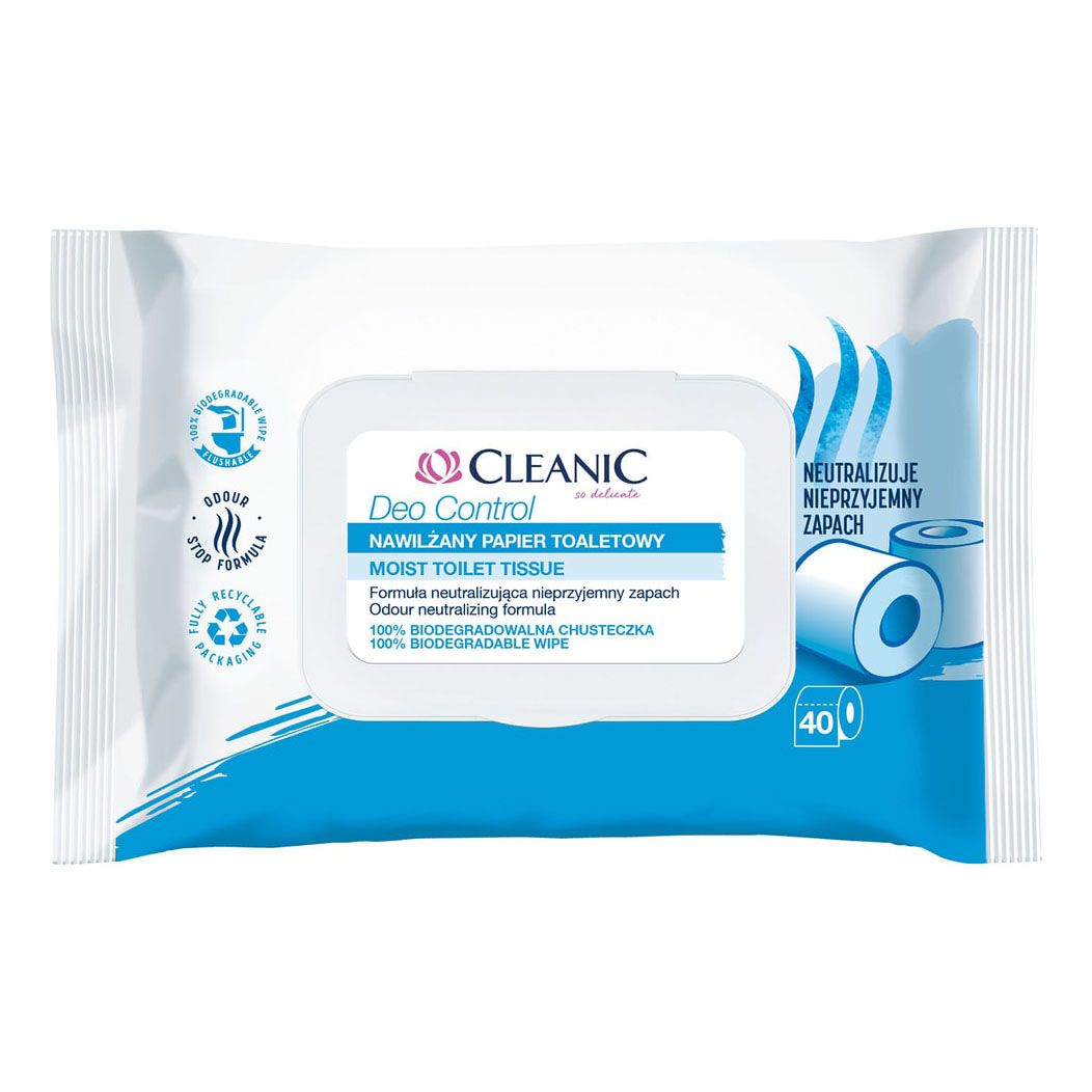 Влажная туалетная бумага Cleanic Deo Control 40 шт