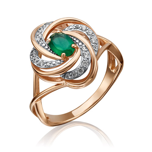 

Кольцо из красного золота р. , PLATINA jewelry 01-4633-00-275-1110-47, фианит/халцедон, 01-4633-00-275-1110-47