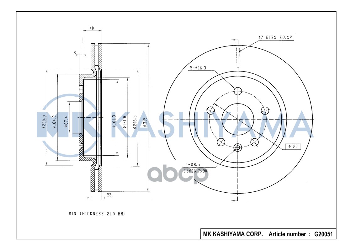 

Диск тормозной задний OPEL INSIGNIA 08-/SAAB 9-5 10- G20051