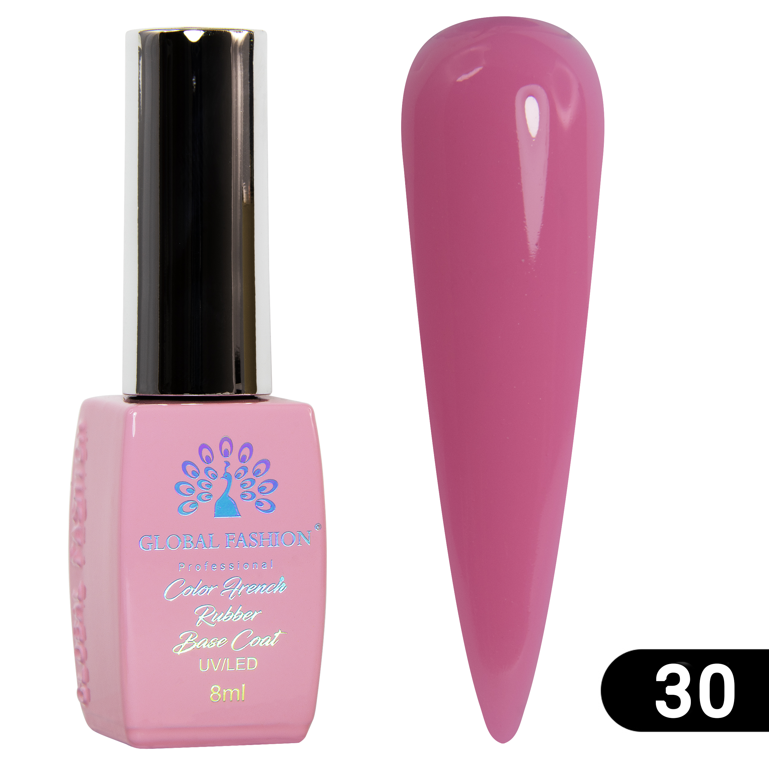 фото Цветная френч база для гель-лака global fashion, color french base coat 30, 8 мл