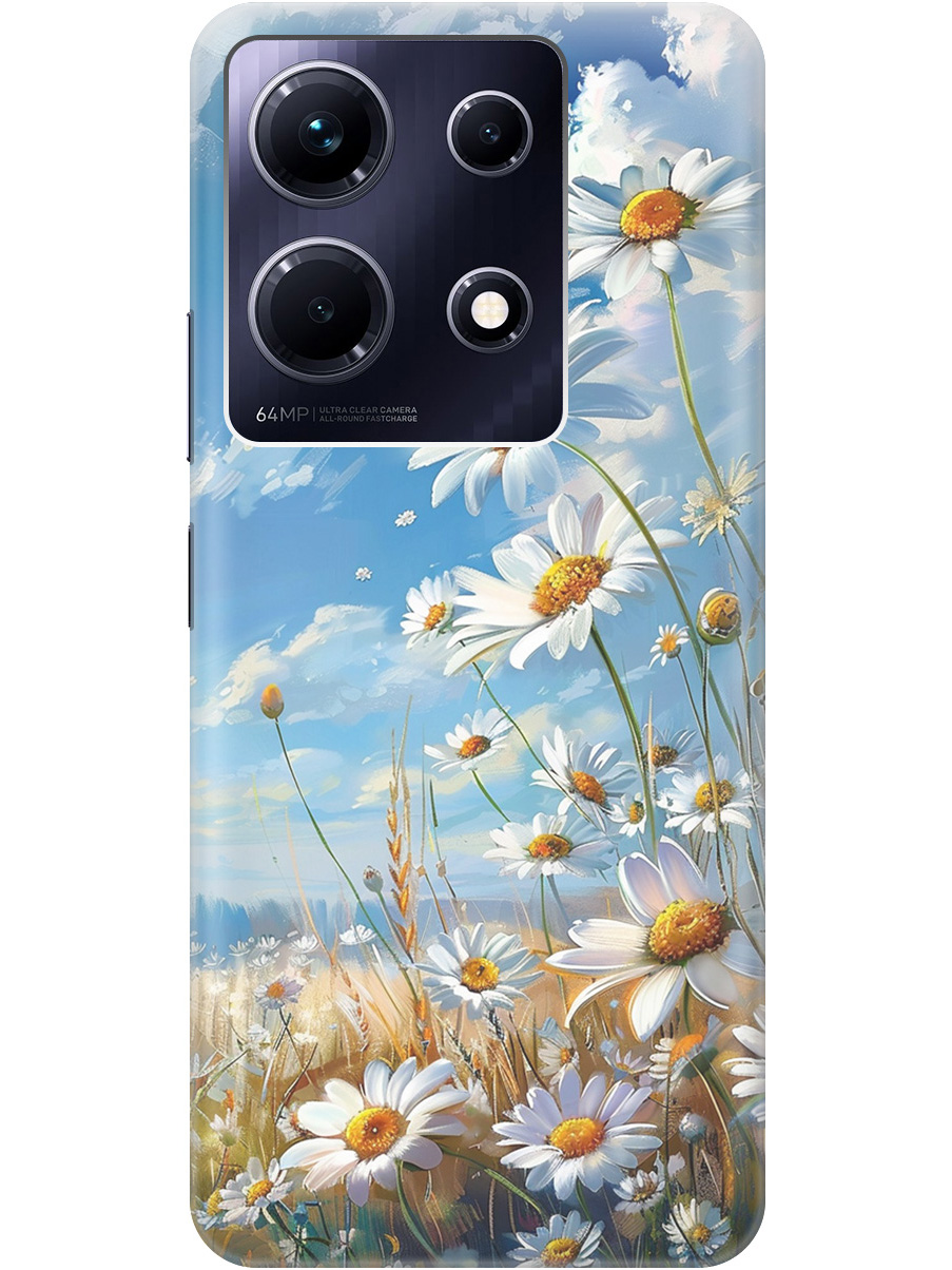 

Силиконовый чехол на Infinix Note 30 с рисунком "Ромашки на поле", Белый;синий, 20000061
