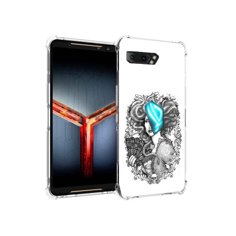 

Чехол MyPads Tocco для Asus ROG Phone 2 медуза черно белый, Прозрачный, Tocco