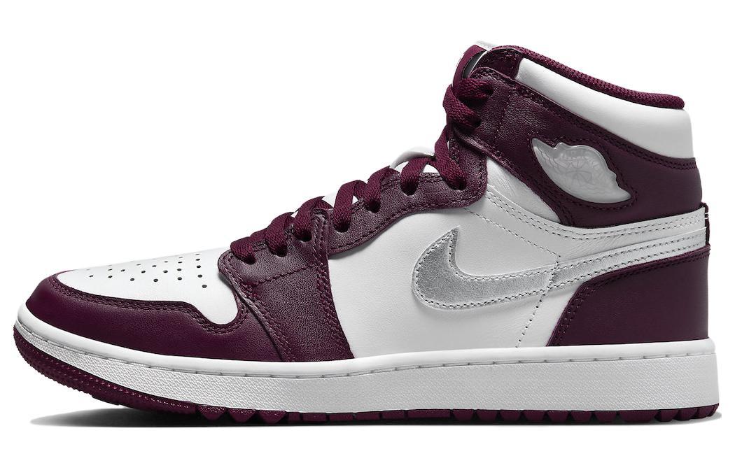 

Кеды унисекс Jordan Air Jordan 1 High Golf Bordeaux бордовые 38.5 EU, Бордовый, Air Jordan 1 High Golf Bordeaux