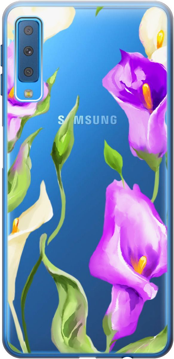 

Чехол на Samsung Galaxy A7 (2018) с принтом "Amazing Callas" прозрачный, Прозрачный;фиолетовый, 5396