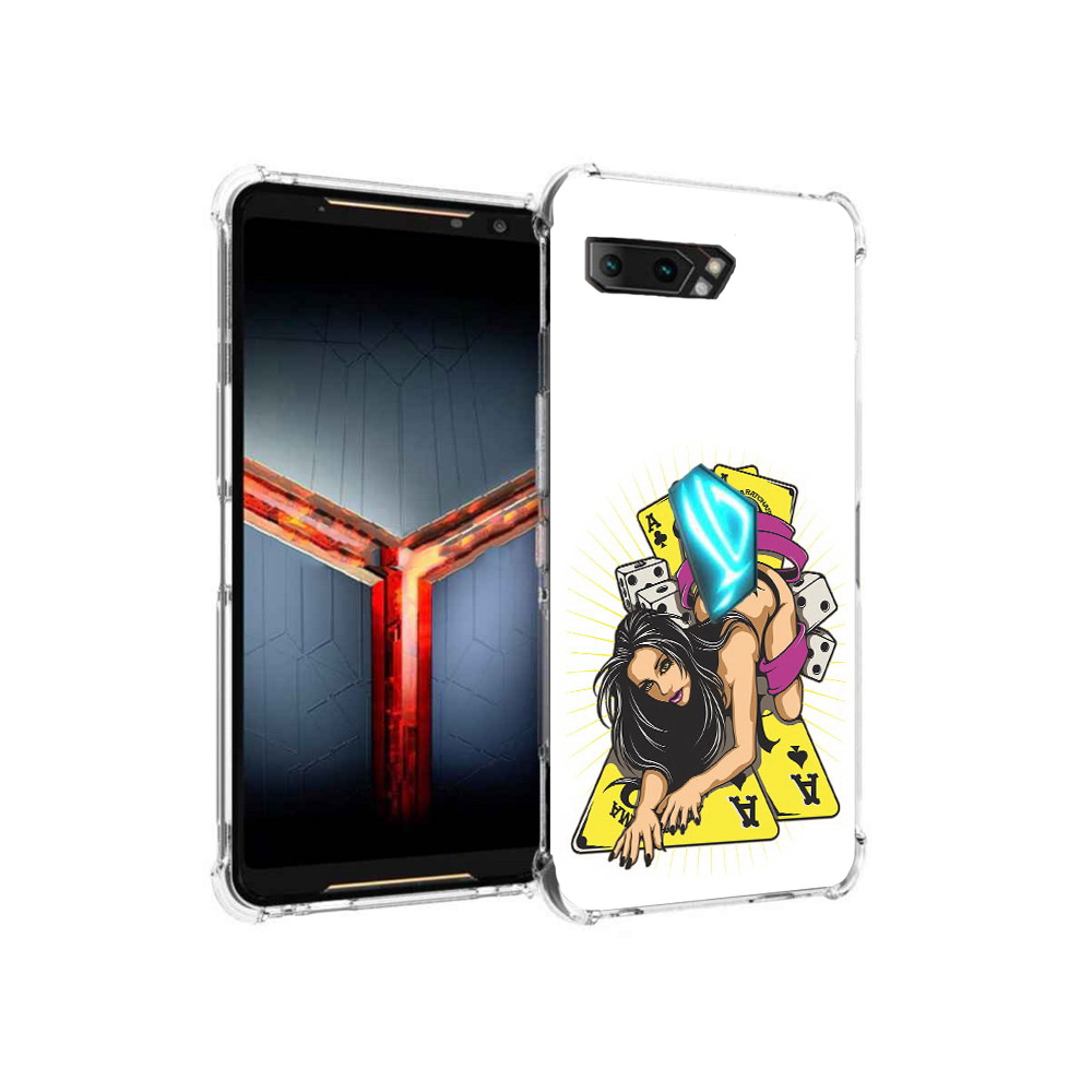 Чехол MyPads Tocco для Asus ROG Phone 2 нарисованная девушка с игровыми картами