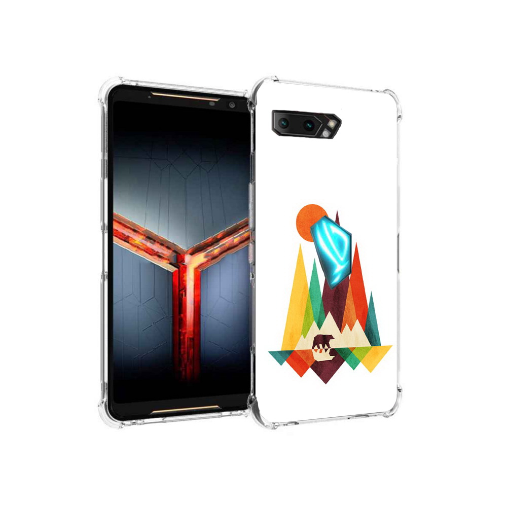

Чехол MyPads Tocco для Asus ROG Phone 2 нарисованные горы с медведем, Прозрачный, Tocco