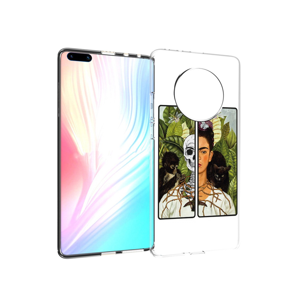 

Чехол MyPads Tocco для Huawei Mate 40 Pro сдвоенная картинка девушка скелет, Прозрачный, Tocco