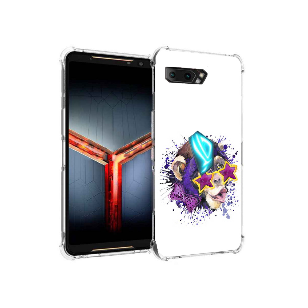 

Чехол MyPads Tocco для Asus ROG Phone 2 обезьяна в очках, Прозрачный, Tocco