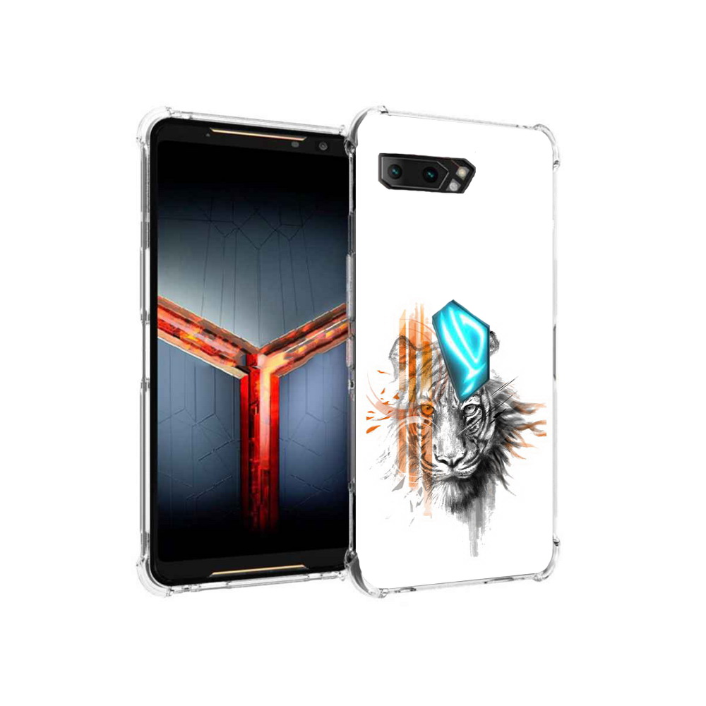 

Чехол MyPads Tocco для Asus ROG Phone 2 огненный тигр, Прозрачный, Tocco