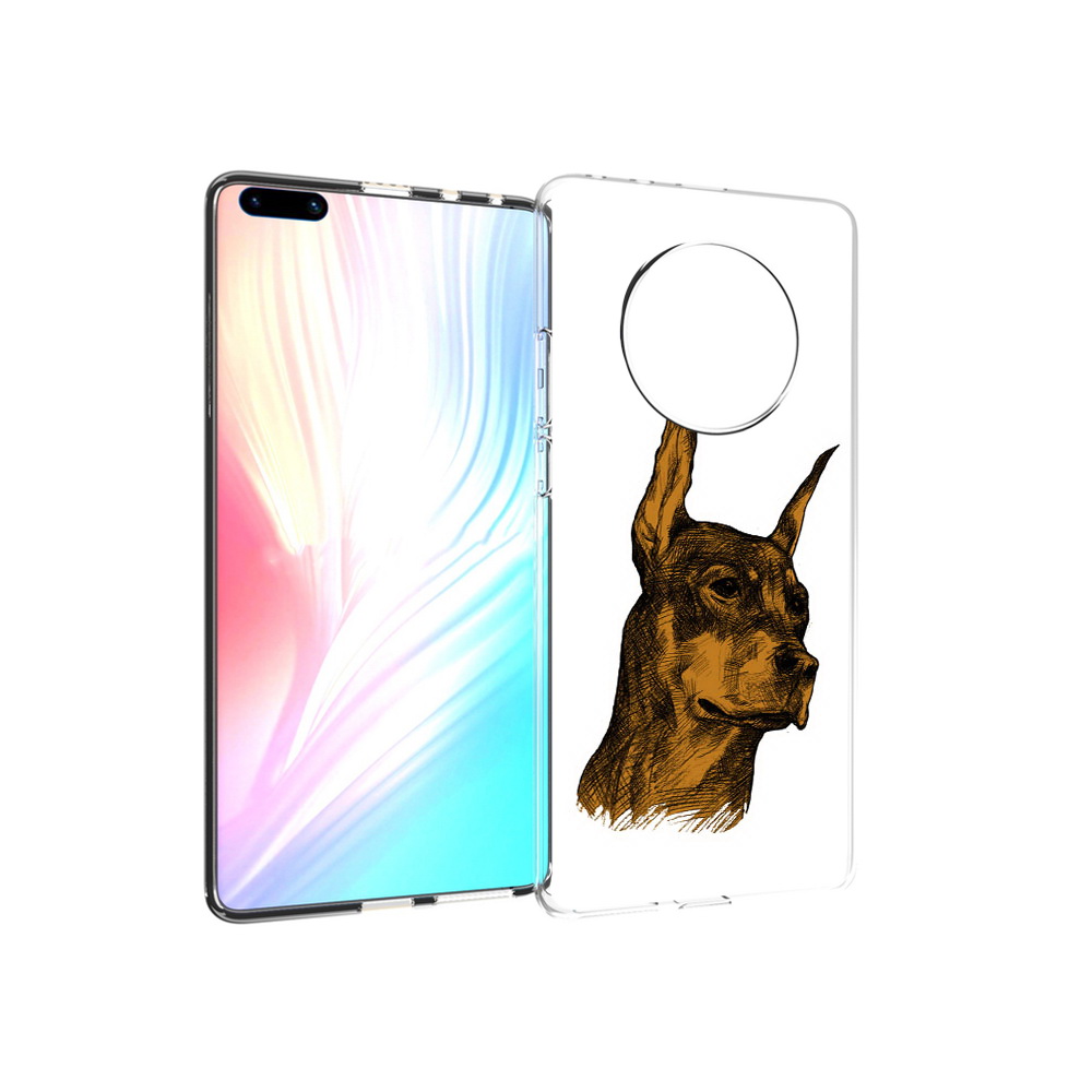 

Чехол MyPads Tocco для Huawei Mate 40 Pro скетч доберман, Прозрачный, Tocco