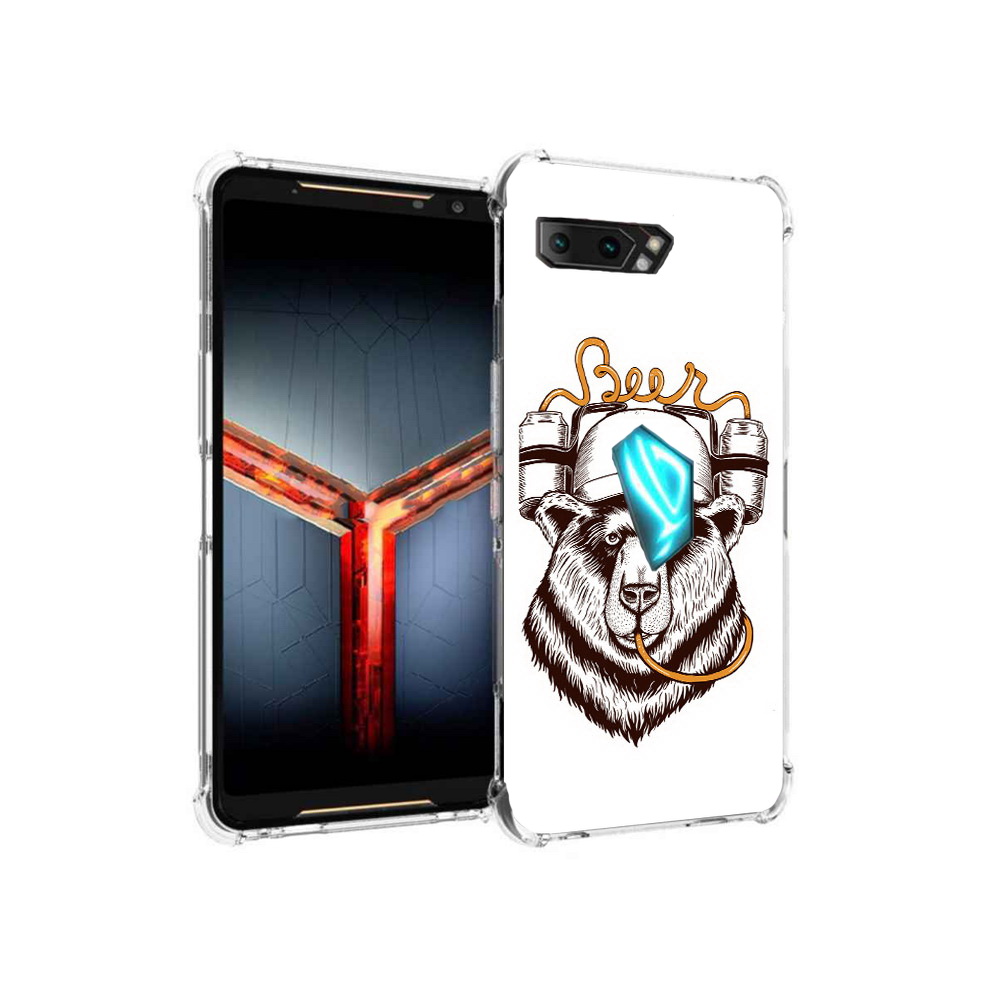 

Чехол MyPads Tocco для Asus ROG Phone 2 пивной медведь, Прозрачный, Tocco