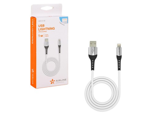 AIRLINE Кабель USB - Lightning (Iphone/IPad) 1м, белый Soft-Touch (ACH-C-43)