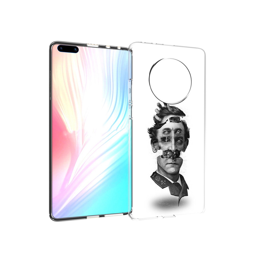

Чехол MyPads Tocco для Huawei Mate 40 Pro страшное лицо абстракция, Прозрачный, Tocco