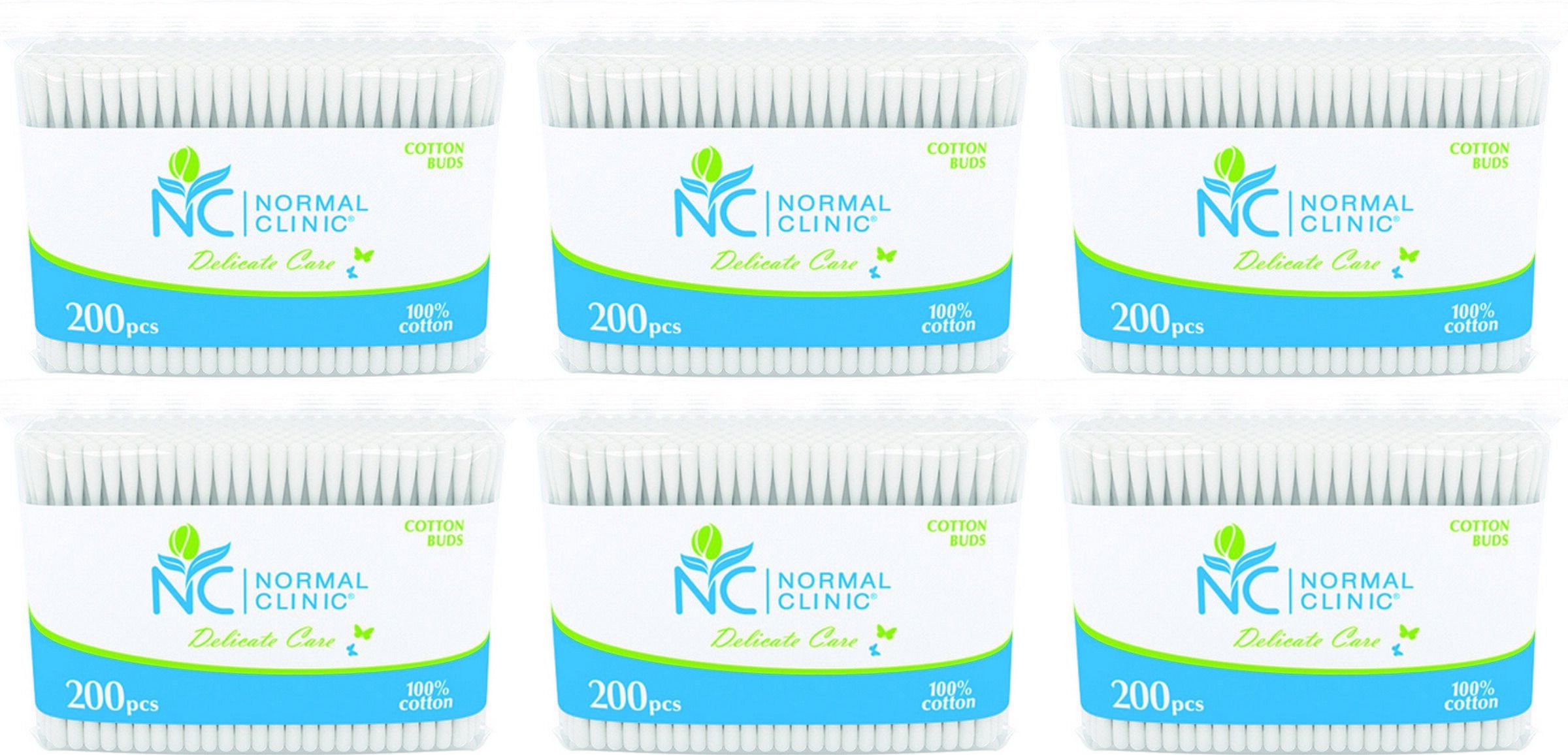 Ватные палочки NORMAL cliniс Zip, (200 шт), 6 упаковок