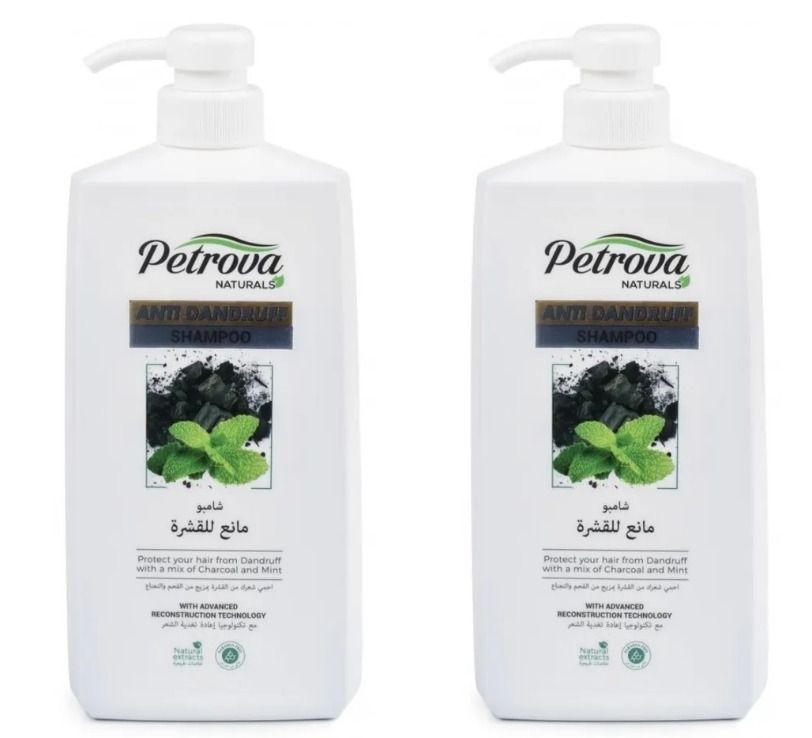 

Шампунь Petrova Naturals Против перхоти, с Мятой и древесным Углем, 600 мл, 2шт