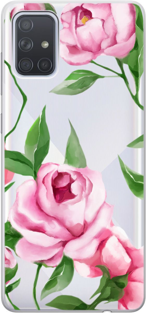 

Чехол на Samsung Galaxy A71 с принтом "Amazing Peonies" прозрачный, Прозрачный;розовый, 5401