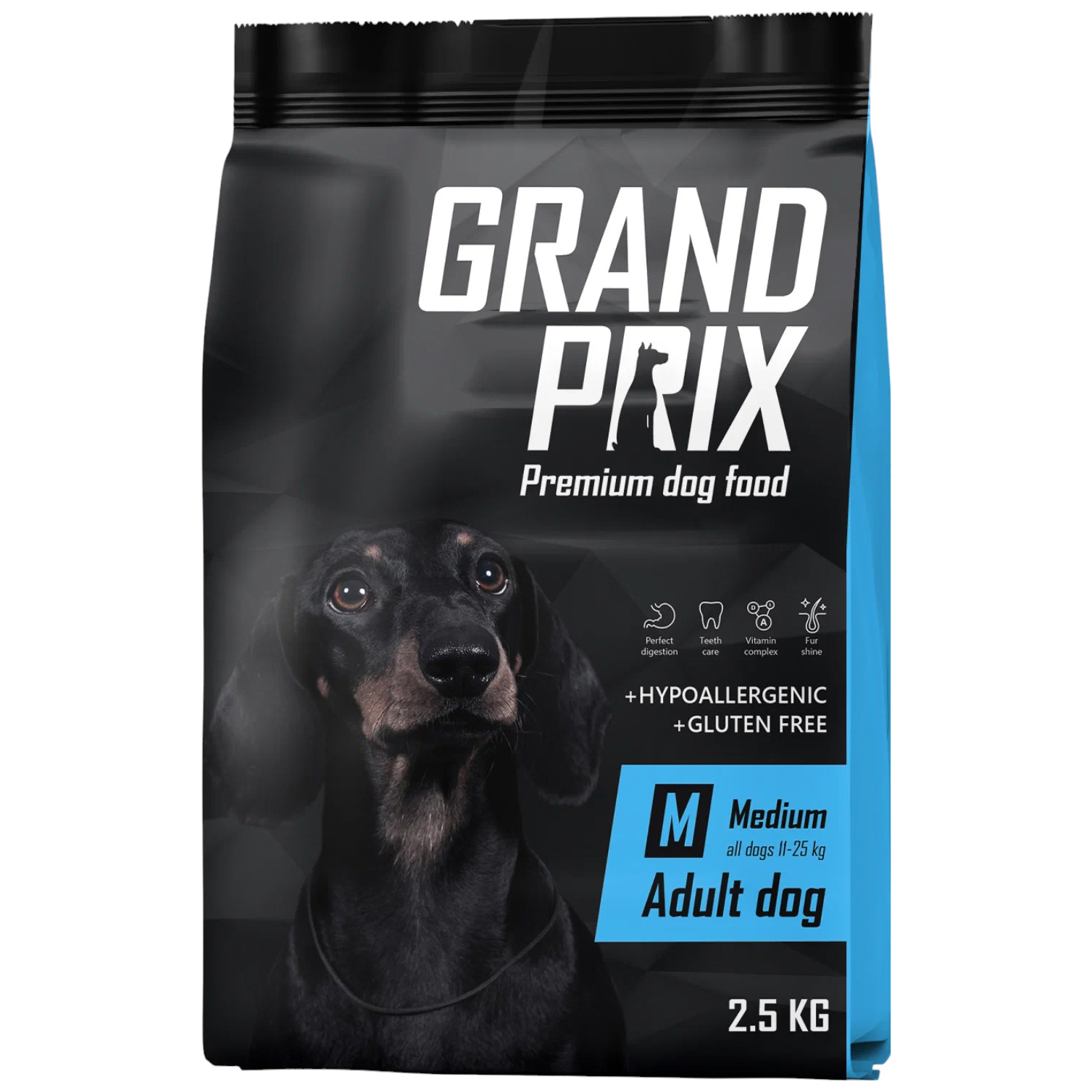 Сухой корм для собак Grand prix Medium Adult, злаки, птица, 2,5кг