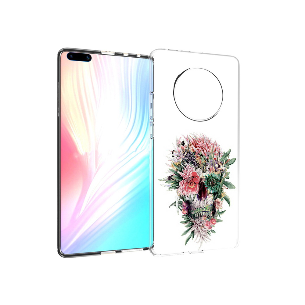 

Чехол MyPads Tocco для Huawei Mate 40 Pro череп из цветов, Прозрачный, Tocco