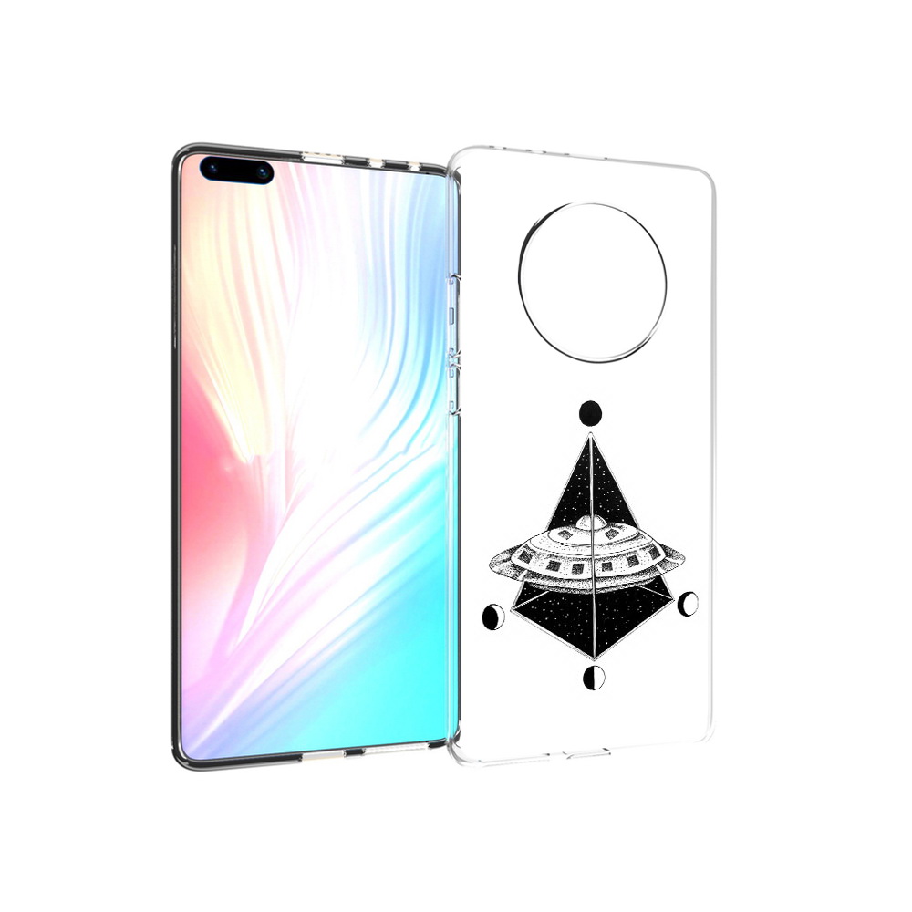

Чехол MyPads Tocco для Huawei Mate 40 Pro черно белая летающая тарелка, Прозрачный, Tocco