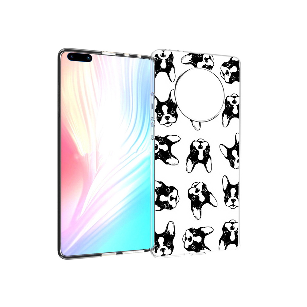 

Чехол MyPads Tocco для Huawei Mate 40 Pro черно белые собачки, Прозрачный, Tocco