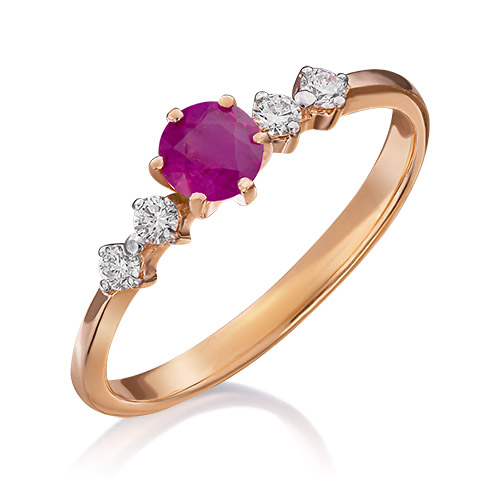 

Кольцо из золота р. 16 PLATINA jewelry 01-0465-00-107-1110-30, бриллиант\рубин, 01-0465-00-107-1110-30