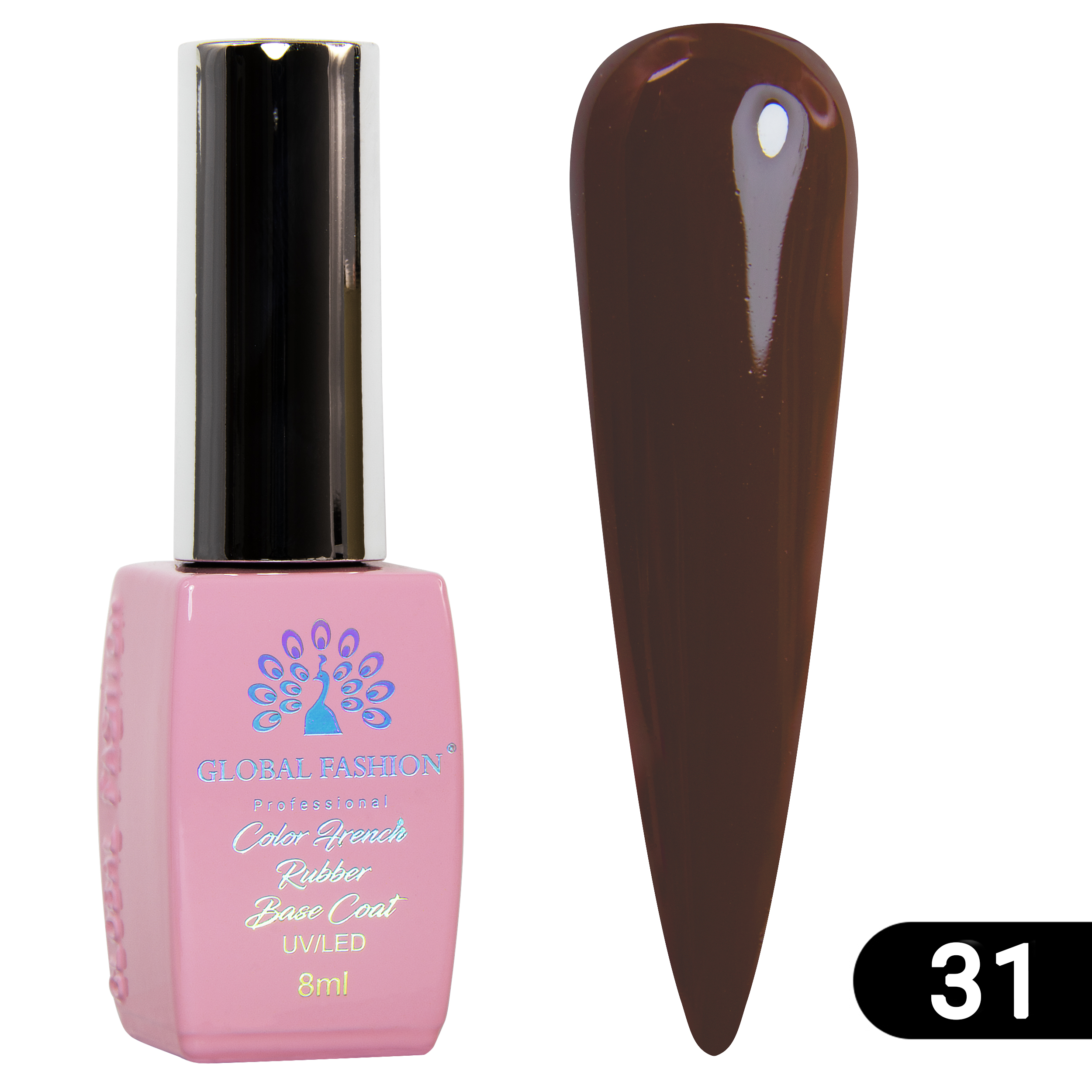 фото Цветная френч база для гель-лака global fashion, color french base coat 31, 8 мл