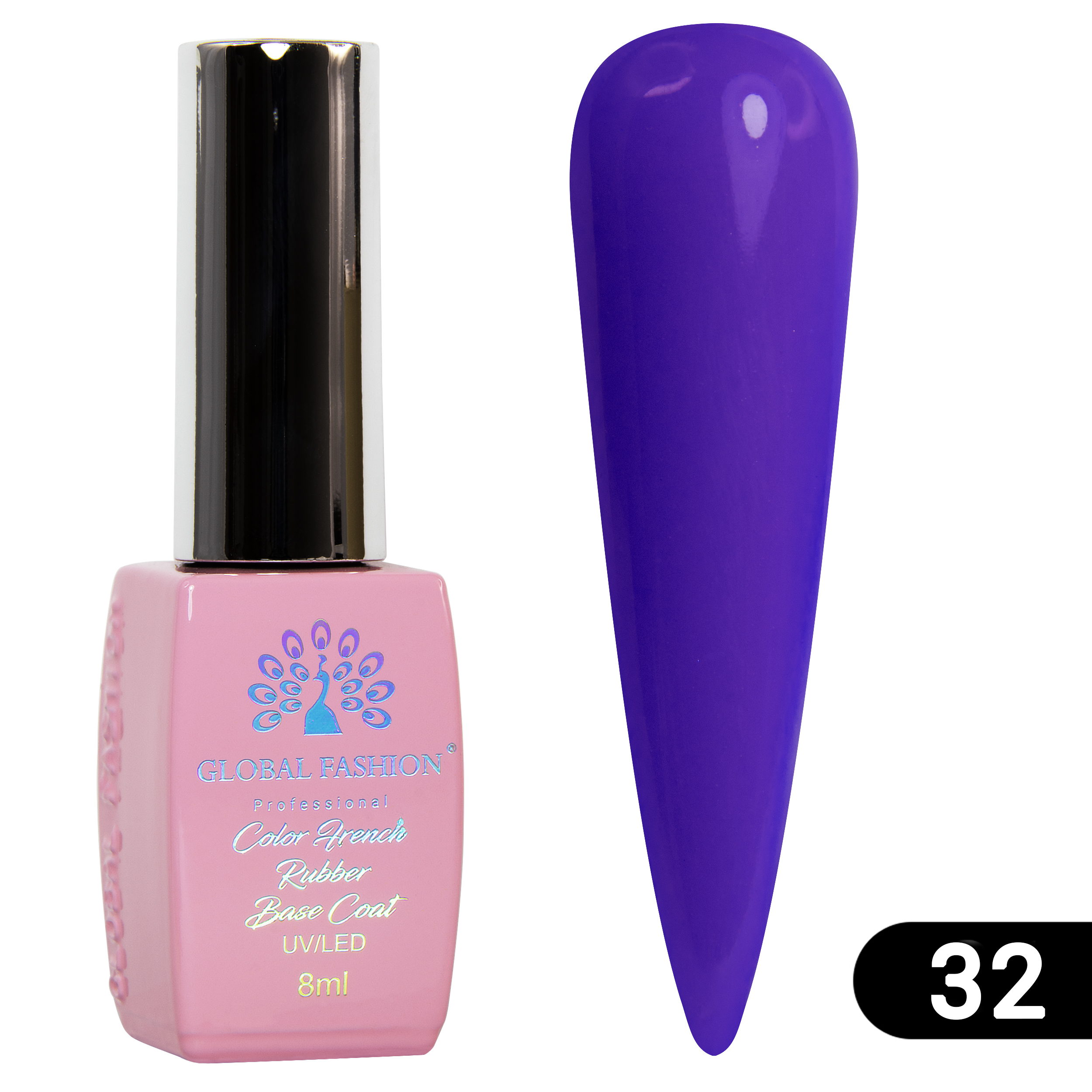 фото Цветная френч база для гель-лака global fashion, color french base coat 32, 8 мл