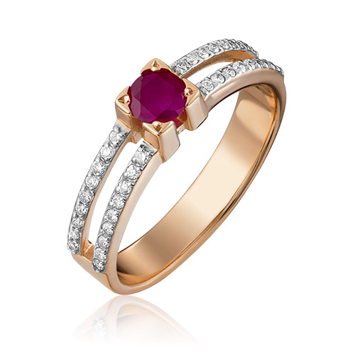 

Кольцо из золота р. 17,5 PLATINA jewelry 01-0183-00-107-1110-30, бриллиант\рубин, 01-0183-00-107-1110-30