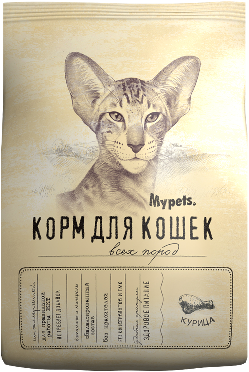 Сухой корм для кошек MYPETS с курицей, 0,4 кг