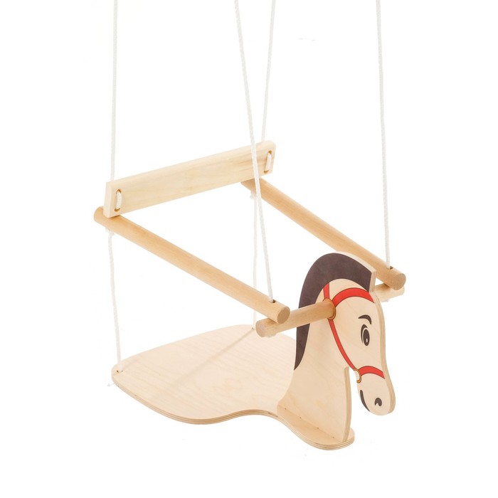 фото Качели детские подвесные "конь", деревянные, сиденье 30×30см добропаровъ