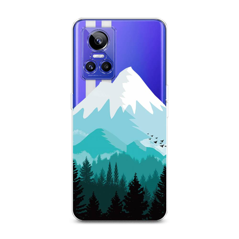

Чехол на Realme GT Neo 3 "Синяя снежная гора", Белый;голубой, 259050-2