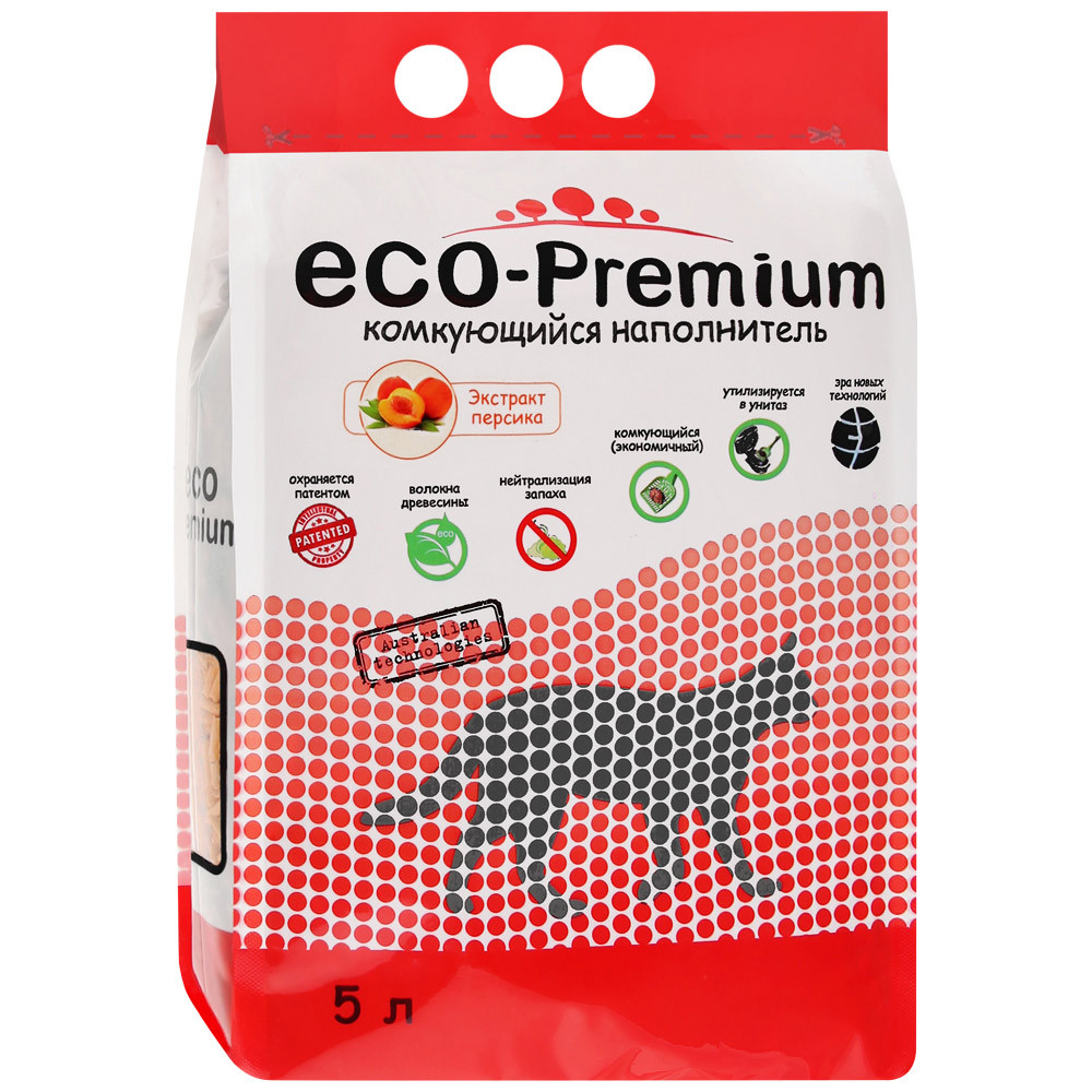 Наполнитель Eco Premium Персик древесный для кошачьего туалета 5 л