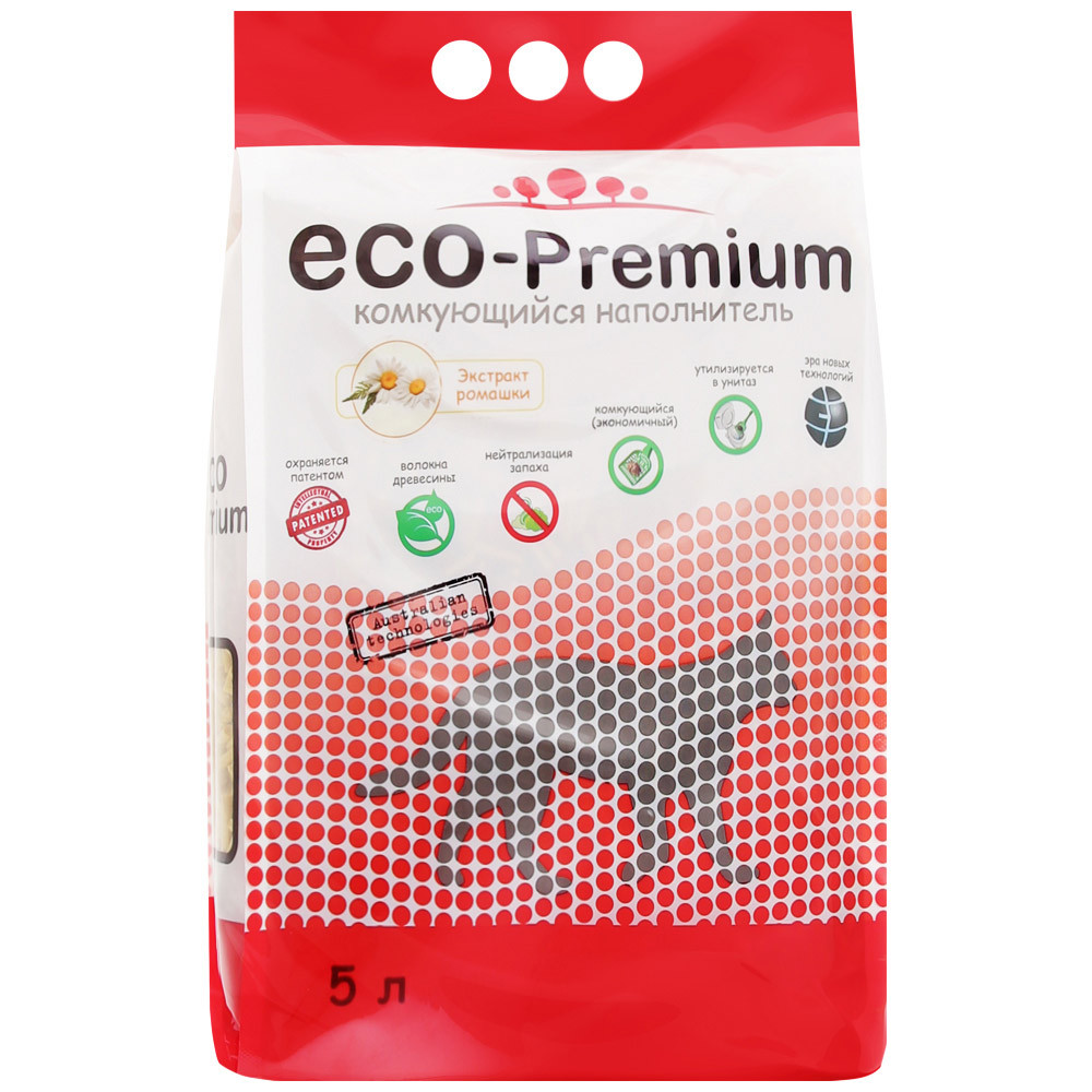 фото Наполнитель eco premium ромашка древесный для кошачьего туалета 5 л eco-premium