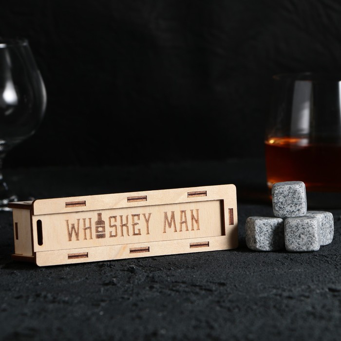 

Камни для виски в деревянной шкатулке с крышкой Whiskey man, 4 шт