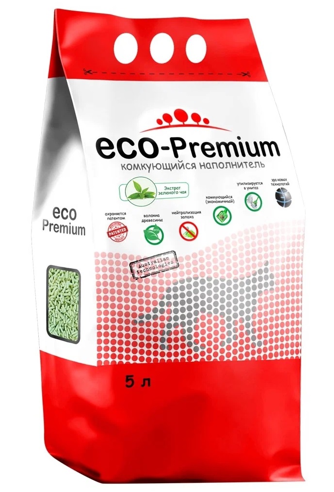 Впитывающий наполнитель Eco Premium Зеленый чай древесный, 5 л