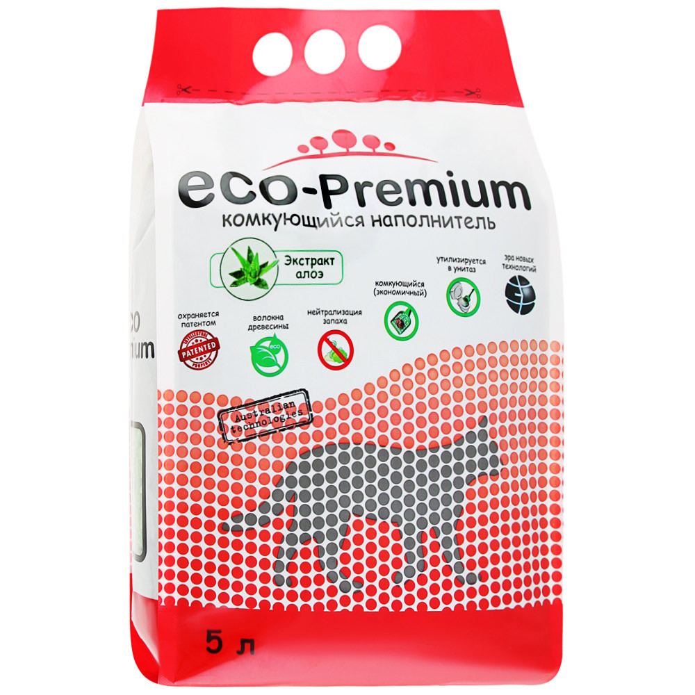 фото Наполнитель eco premium алоэ древесный для кошачьего туалета 5 л eco-premium