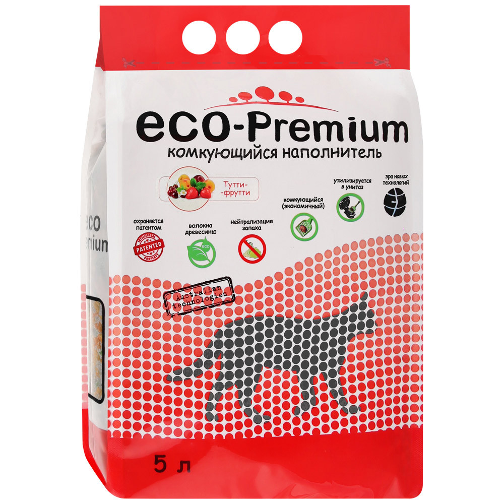 Наполнитель Eco Premium Тутти-фрутти древесный для кошачьего туалета 5 л