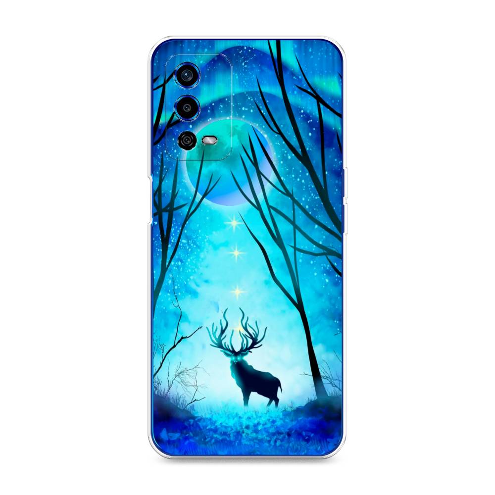 

Чехол для Oppo A55 4G "Олень северное сияние", Синий;черный;голубой, 259150-1