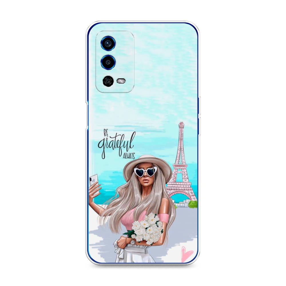 

Чехол для Oppo A55 4G "Селфи Париж", Голубой;бежевый, 259150-6