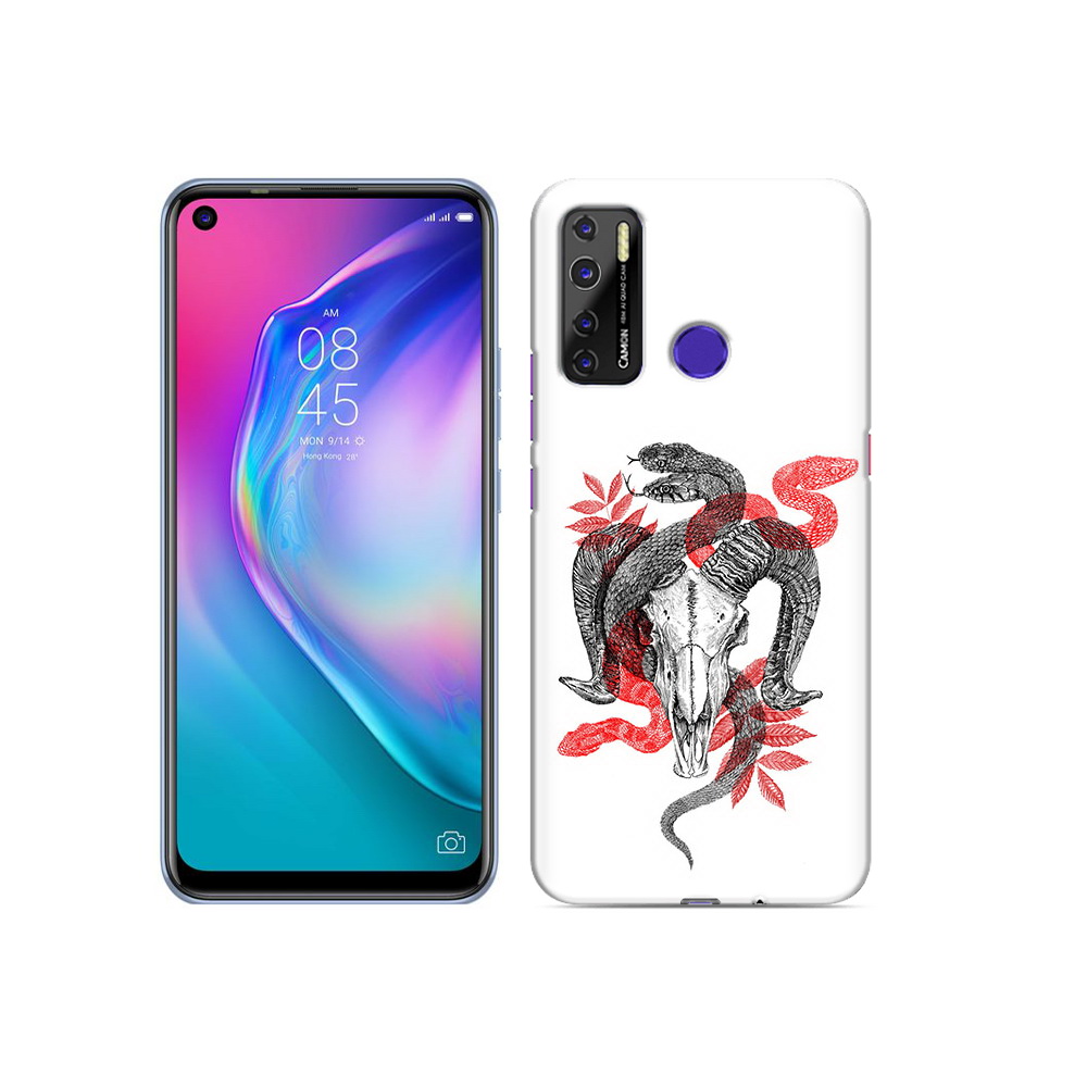 

Чехол MyPads Tocco для Tecno Camon 15 змея в черепе рисунок, Прозрачный, Tocco
