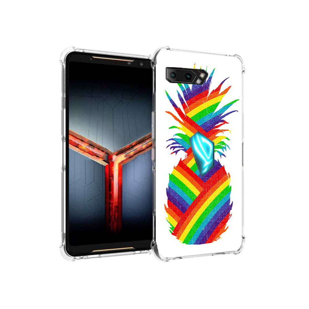 

Чехол MyPads Tocco для Asus ROG Phone 2 радужный ананас, Прозрачный, Tocco