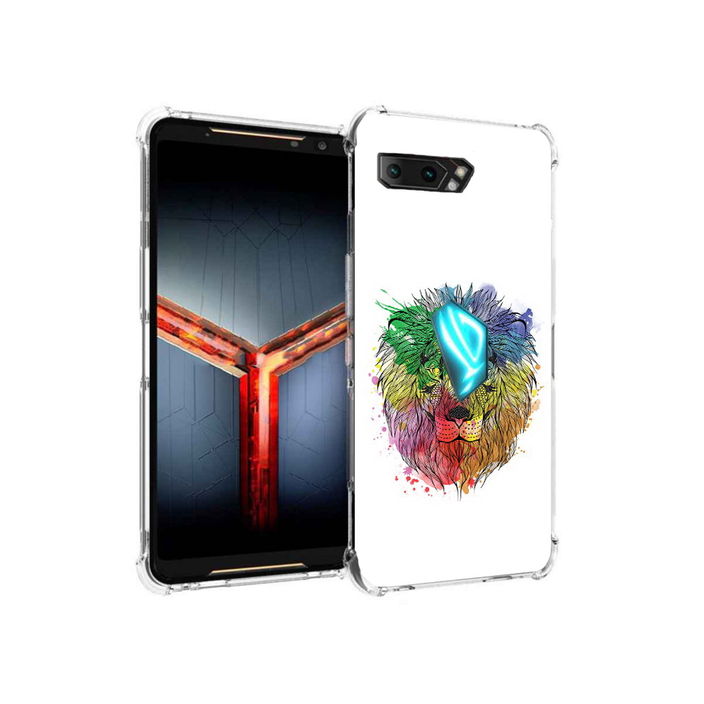 

Чехол MyPads Tocco для Asus ROG Phone 2 разноцветный гордый лев, Прозрачный, Tocco