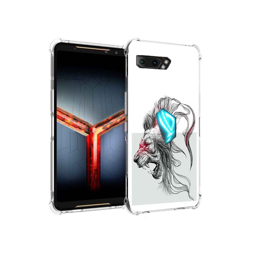 

Чехол MyPads Tocco для Asus ROG Phone 2 разъяренный лев, Прозрачный, Tocco