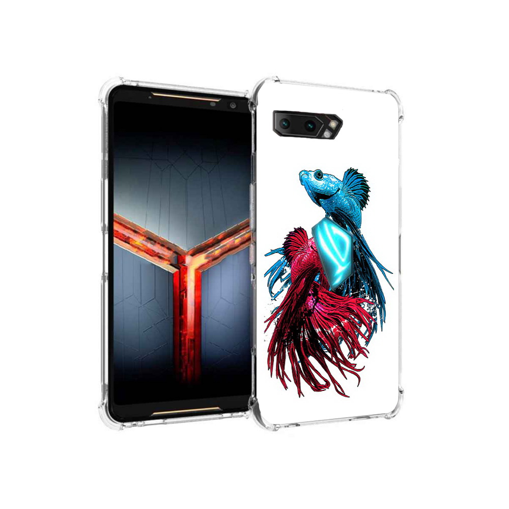 

Чехол MyPads Tocco для Asus ROG Phone 2 рыбы петушки, Прозрачный, Tocco