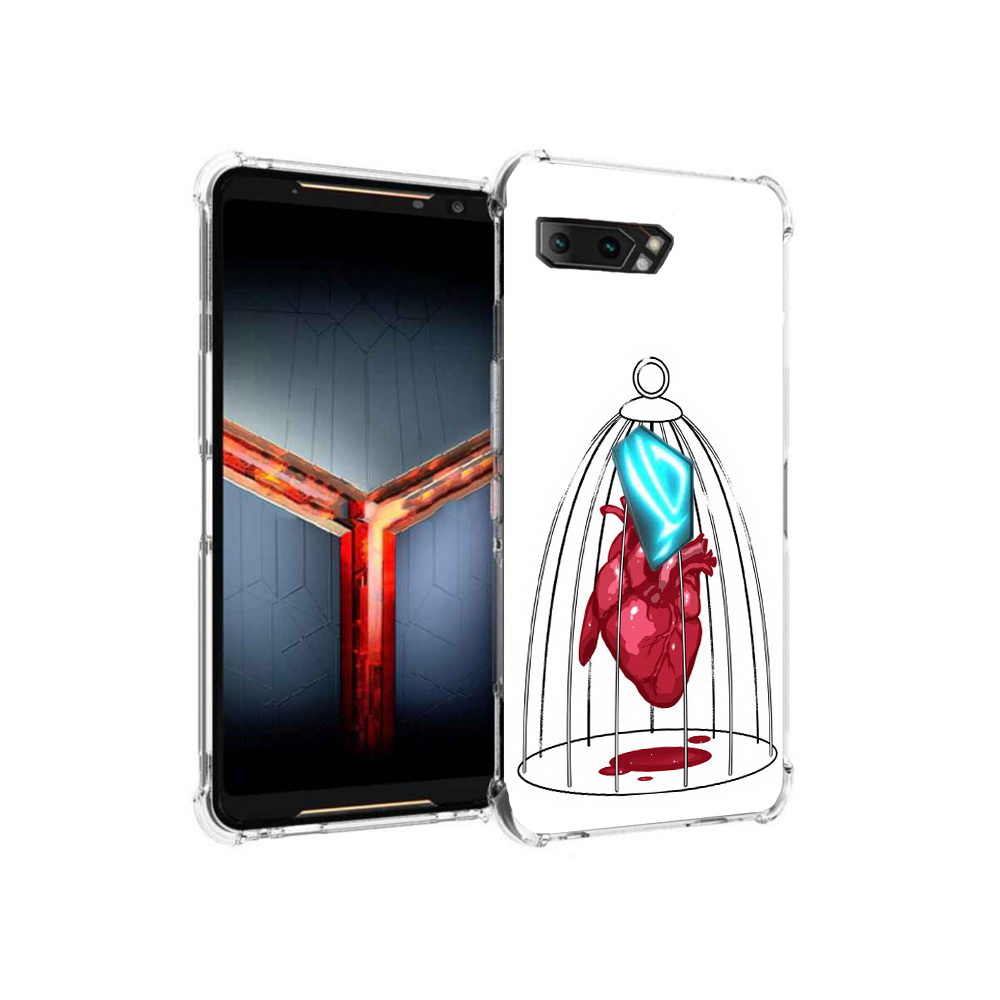 

Чехол MyPads Tocco для Asus ROG Phone 2 сердце в клетке, Прозрачный, Tocco