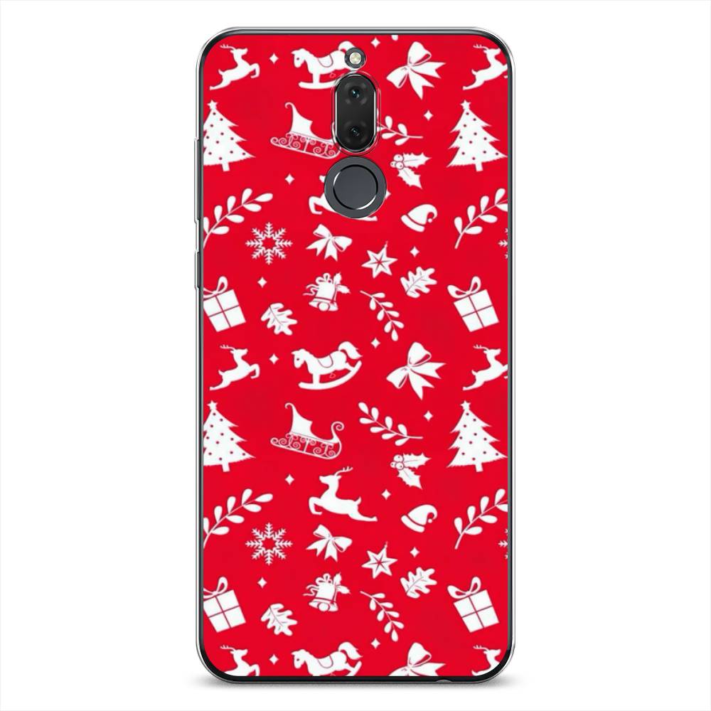

Чехол на Huawei Nova 2i "Красный новогодний фон", Красный;белый, 6120550-5