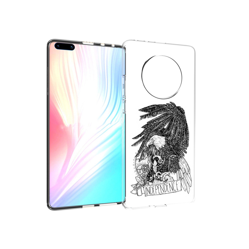 

Чехол MyPads Tocco для Huawei Mate 40 Pro черно белый сокол, Прозрачный, Tocco