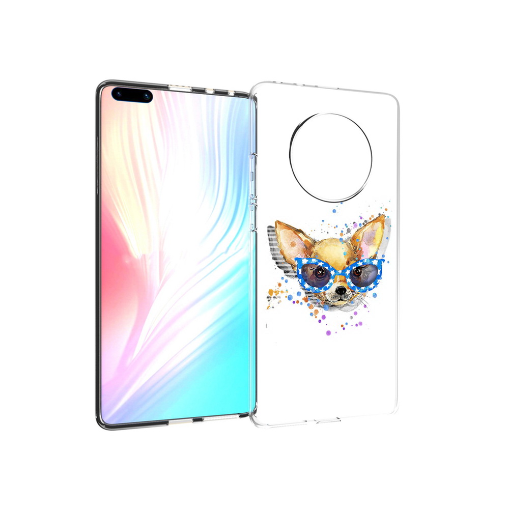 

Чехол MyPads Tocco для Huawei Mate 40 Pro чихуа-хуа в очках, Прозрачный, Tocco
