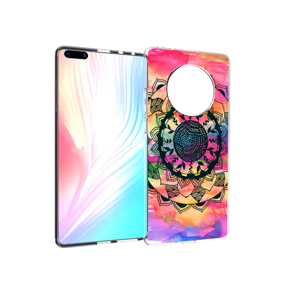 

Чехол MyPads Tocco для Huawei Mate 40 Pro яркая абстракция круглый цветок, Прозрачный, Tocco