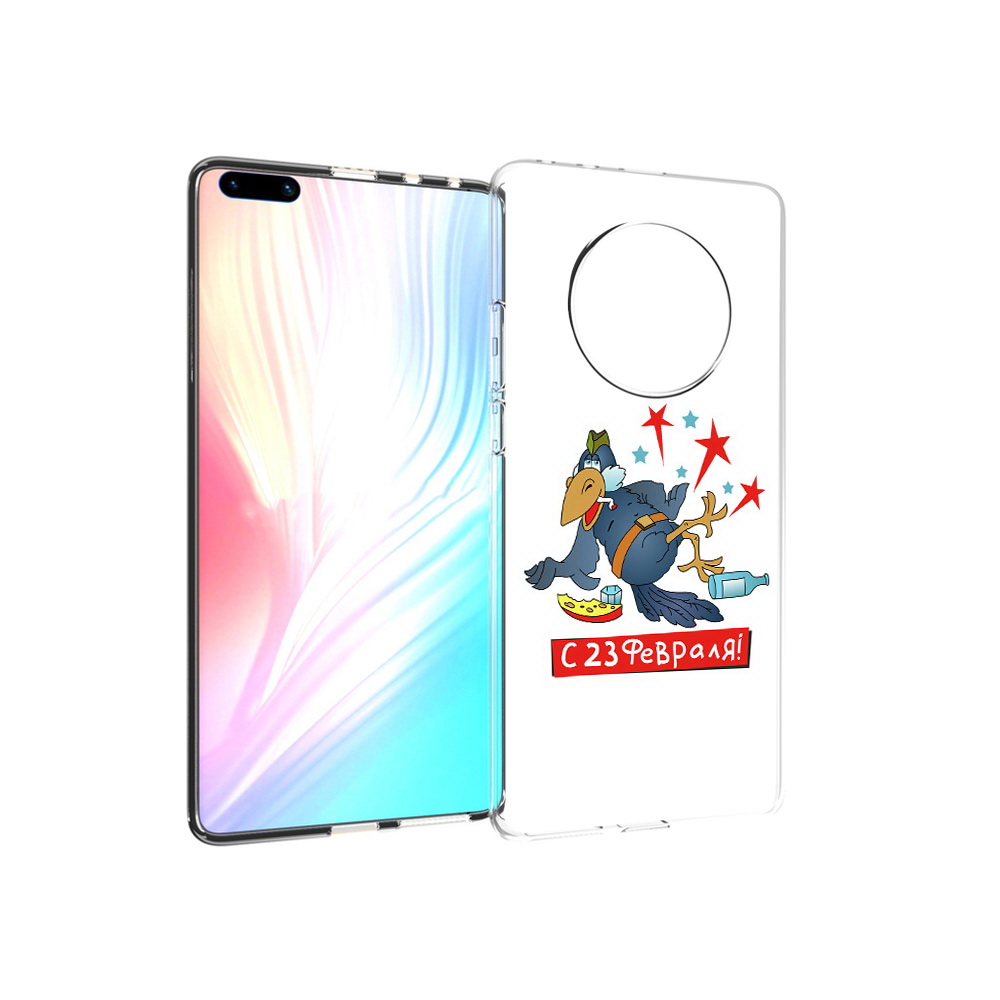 

Чехол MyPads Tocco для Huawei Mate 40 Pro 23 февраля веселая птица, Прозрачный, Tocco